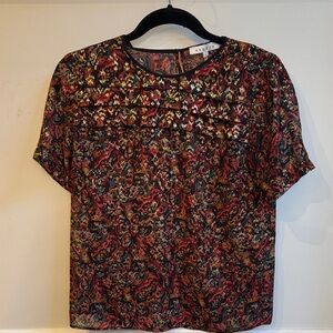 Sandro Red and Gold Patterned Top